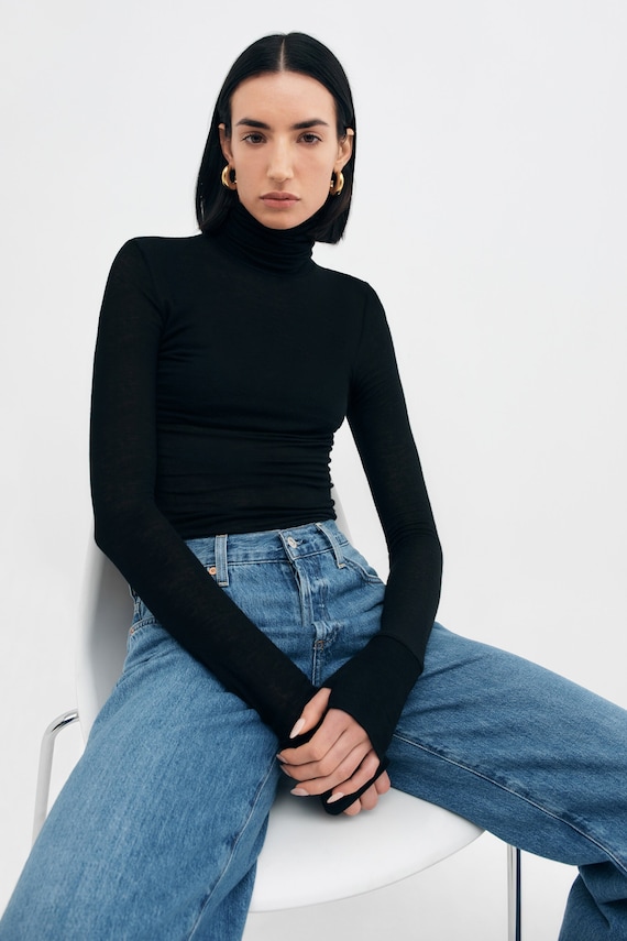 High neck tops with sleeves sales