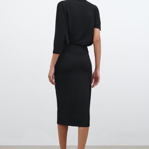 Fitted Black Skirt, Black Midi Skirt, Pencil Skirt, Stretchy Fitted Skirt, High Waisted Skirt, Vesey Pencil Skirt, Marcella MP2032 image 4