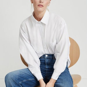 Oversized Button Up Shirt, Boyfriend Shirt, Collared Button Down Top, Balloon Sleeve Top, Workwear, Raphaela Shirt, Marcella MB1757 image 4