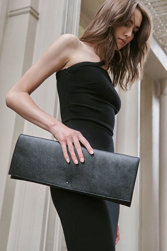 Extra-long Cocktail Clutch Leather Clutch Evening Clutch 