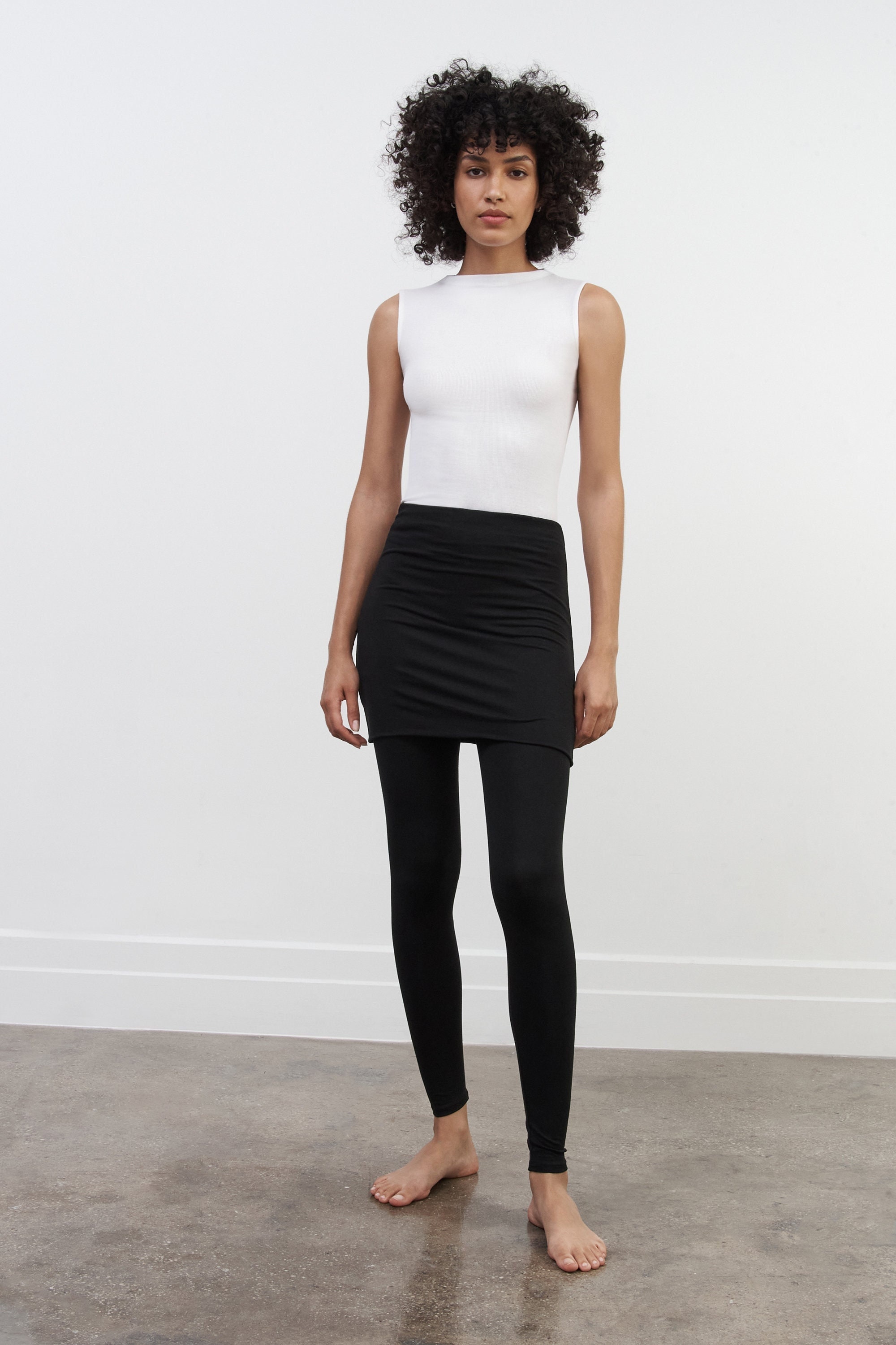 Buy Black Leggings With Skirt, Fitted Stretch Pants, Yoga Pants With  Attached Skirt, Athleisure, Burke Skirted Leggings, Marcella MP1868 Online  in India 