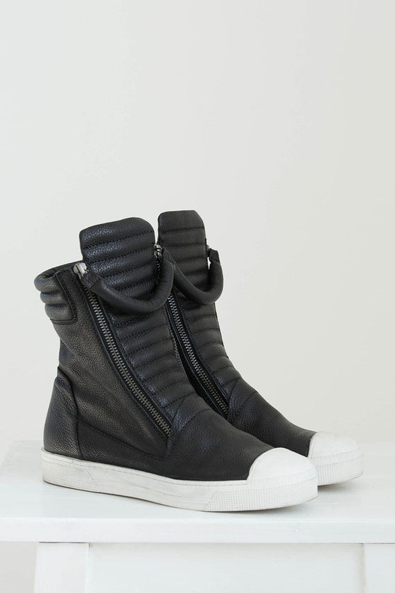 Leather Sneaker Boots Platform Boots 