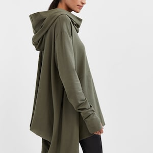 Oversized Hoodie Tunic, Asymmetrical Hem Sweatshirt, Comfortable Cowl Neck Top, Hooded Sweatshirt, Firenze Sweatshirt, Marcella MB1471 image 2