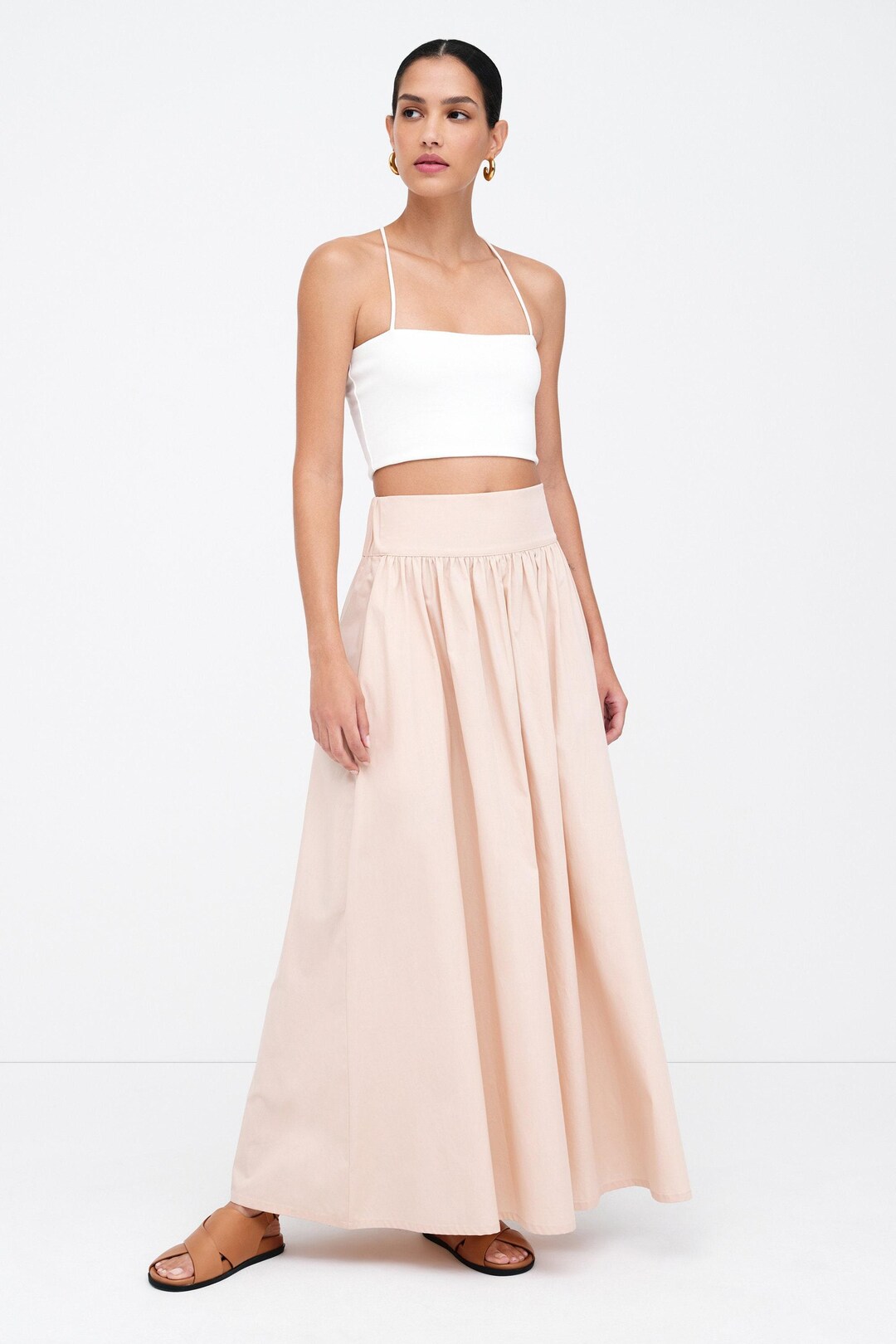 Clotsy Brand Long Skirt Beige