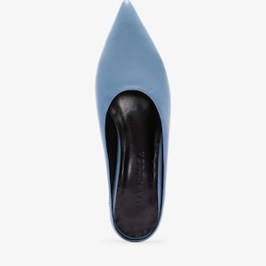 Sky Blue Leather Mules, Kitten Heel Mules, Closed Toe Pumps, Pointed Toe Heels, Italian Leather Shoes, Celeste Mules, Marcella MS2160 image 3