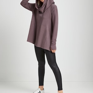 Oversized Hoodie Tunic, Asymmetrical Hem Sweatshirt, Comfortable Cowl Neck Top, Hooded Sweatshirt, Firenze Sweatshirt, Marcella MB1471 Anthracite E-12