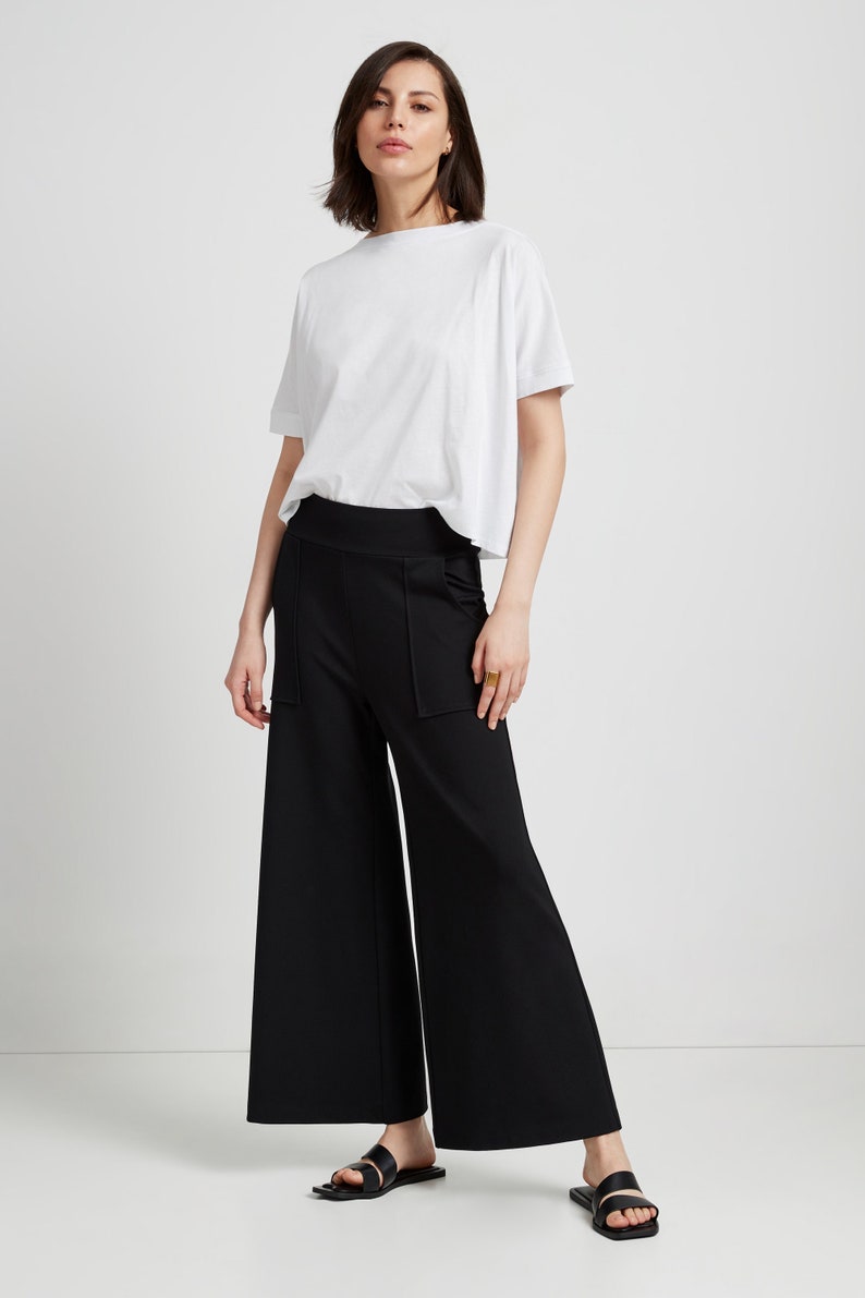 Black Wide-Leg Pants, Casual Pants, Black Trousers, Pull-On Pants, Flowy Pants, Workleisure, Elegant Pants, Nylah Pants, Marcella MP1194 image 1