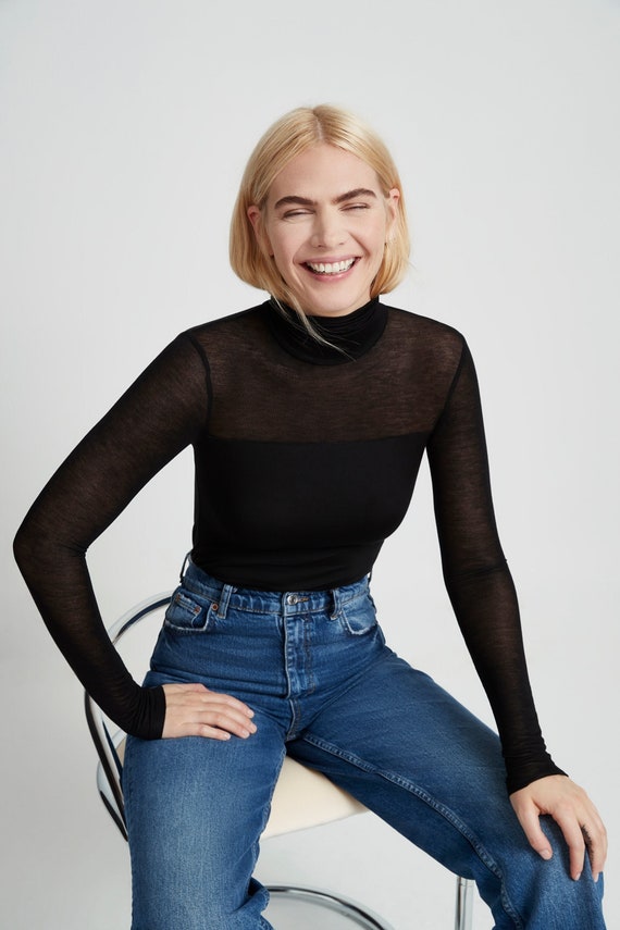 Carra One Shoulder Mock Neck Top Carra One Shoulder Mock Neck Top