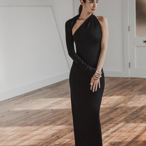 One Shoulder Gown Backless Dress One Sleeve Dress Event Gown Floor Length Dress Manhattan One Shoulder Gown Marcella MD0141 Etsy UK