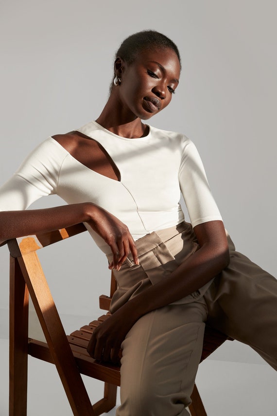 Cold Shoulder Cut Out Blouse Short 