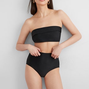 Black Convertible Swim Top, Two-Piece Bathing Suit Top, Strapless Bandeau Swimsuit, Asymmetric Bikini Top, Molly Swim Top, Marcella MU2055 image 2