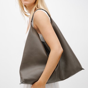 Metallic Silver Shoulder Bag, Genuine Leather Handbag, Top Handle Purse, Laptop Bag, Leather Work Bag, Kelly Tote Bag, Marcella MA1798 Terra 164-J