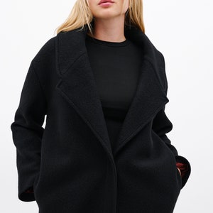 Long Black Wool Coat, Elegant Wool Jacket, Collared Coat, Warm Winter Coat, Long Black Coat, Elizabeth Wool Coat, Marcella MC1397 image 5