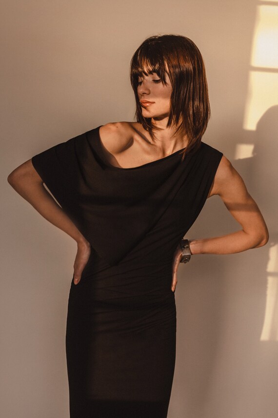 Asymmetric Knee Length Dress Dolman One 