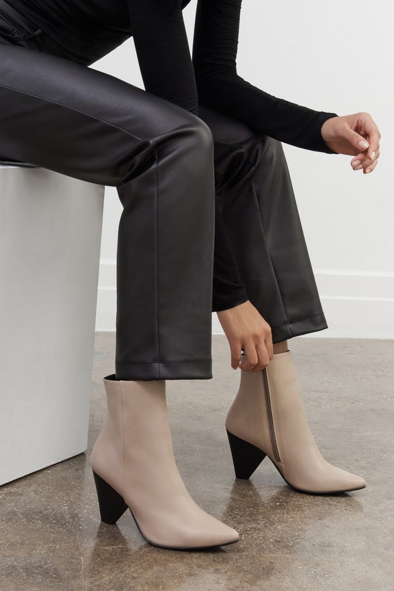 Women's Chunky Heeled Mid Calf Boots Fashion Lace Side - Temu Canada
