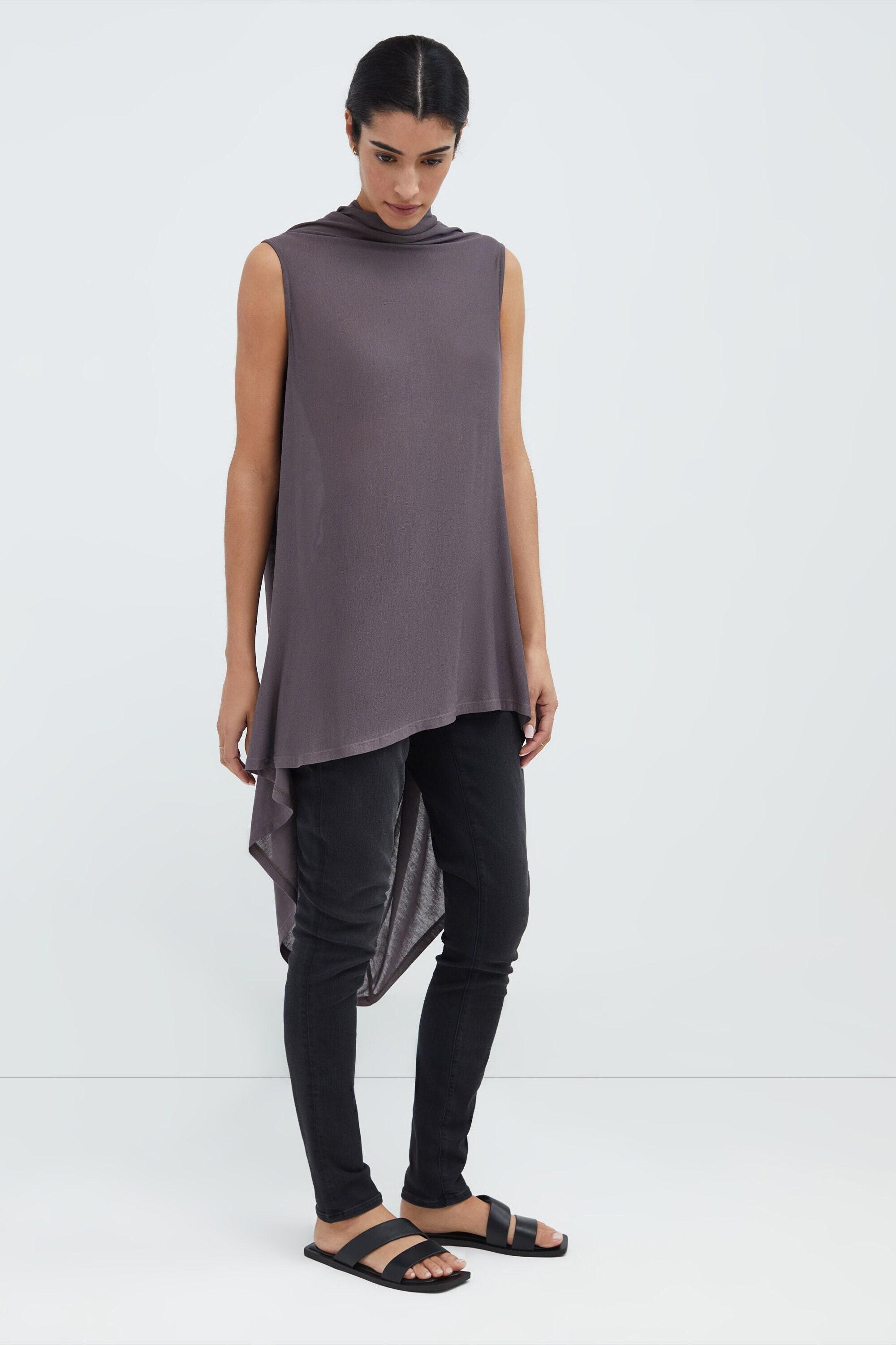 Sheer Asymmetric Hem Tunic, See Through Tunic Top, Casual