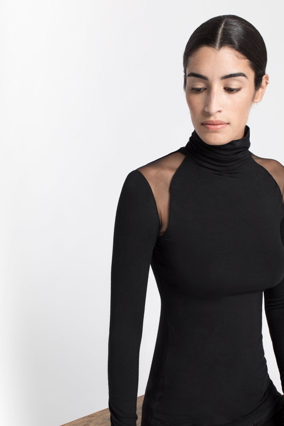 Long Sleeve Shirt Mesh Cutout Top 
