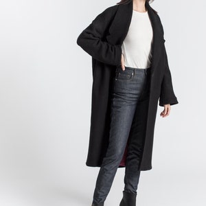 Long Black Wool Coat, Elegant Wool Jacket, Collared Coat, Warm Winter Coat, Long Black Coat, Elizabeth Wool Coat, Marcella MC1397 image 3