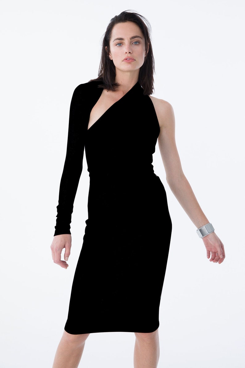 Cocktail Dress Marcellamoda Midi Length Dress MD0003 Unique Party Dress Mila Dress One Shoulder Dress Party Dress