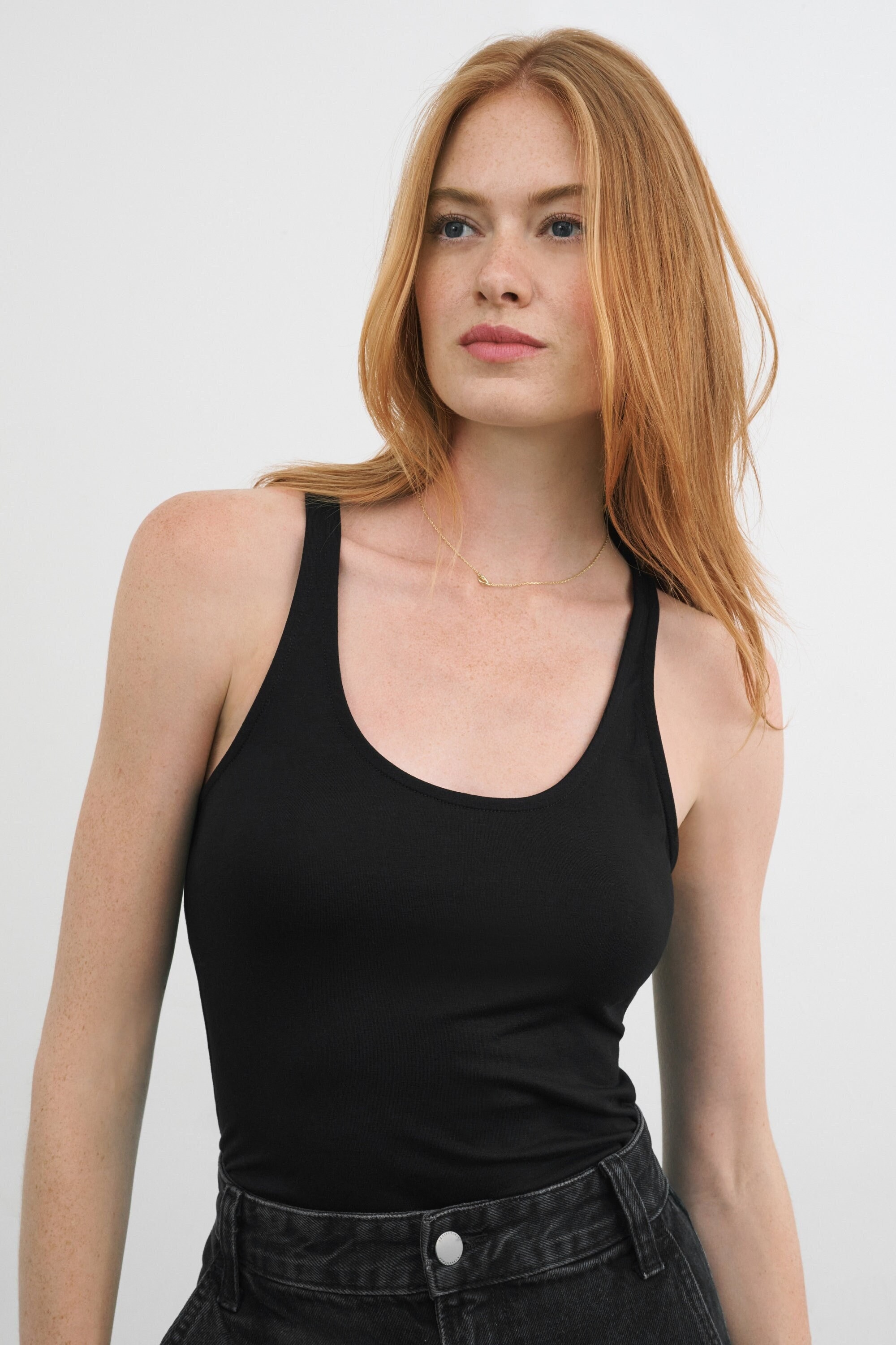 Style 340 Black Stretch Rib Racerback Tank Top with hot mama in