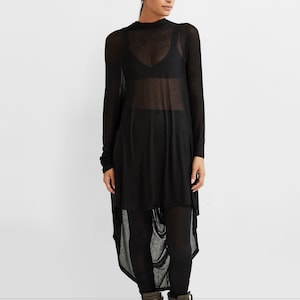 Tunique longue au dos drapé, haut long asymétrique décontracté, tunique taille basse, tunique courte devant long dos, tunique iris, Marcella - MB0103