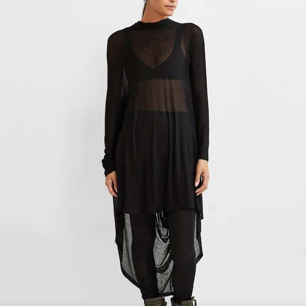 Long Draped Back Tunic, Casual Asymmetric Long Top, High Low Tunic, Short Front Long Back Tunic, Iris Tunic, Marcella - MB0103