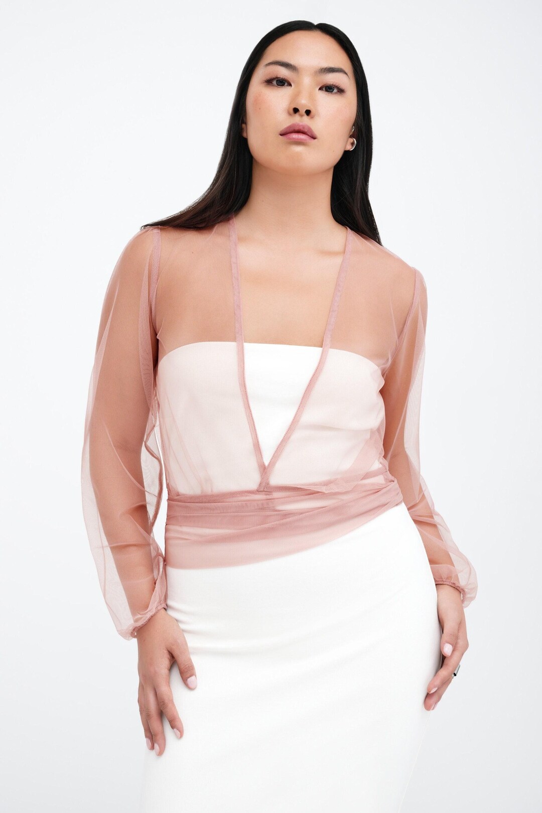 white christmas dresses Ribbed Midi Dress & Shrug Set main image 0