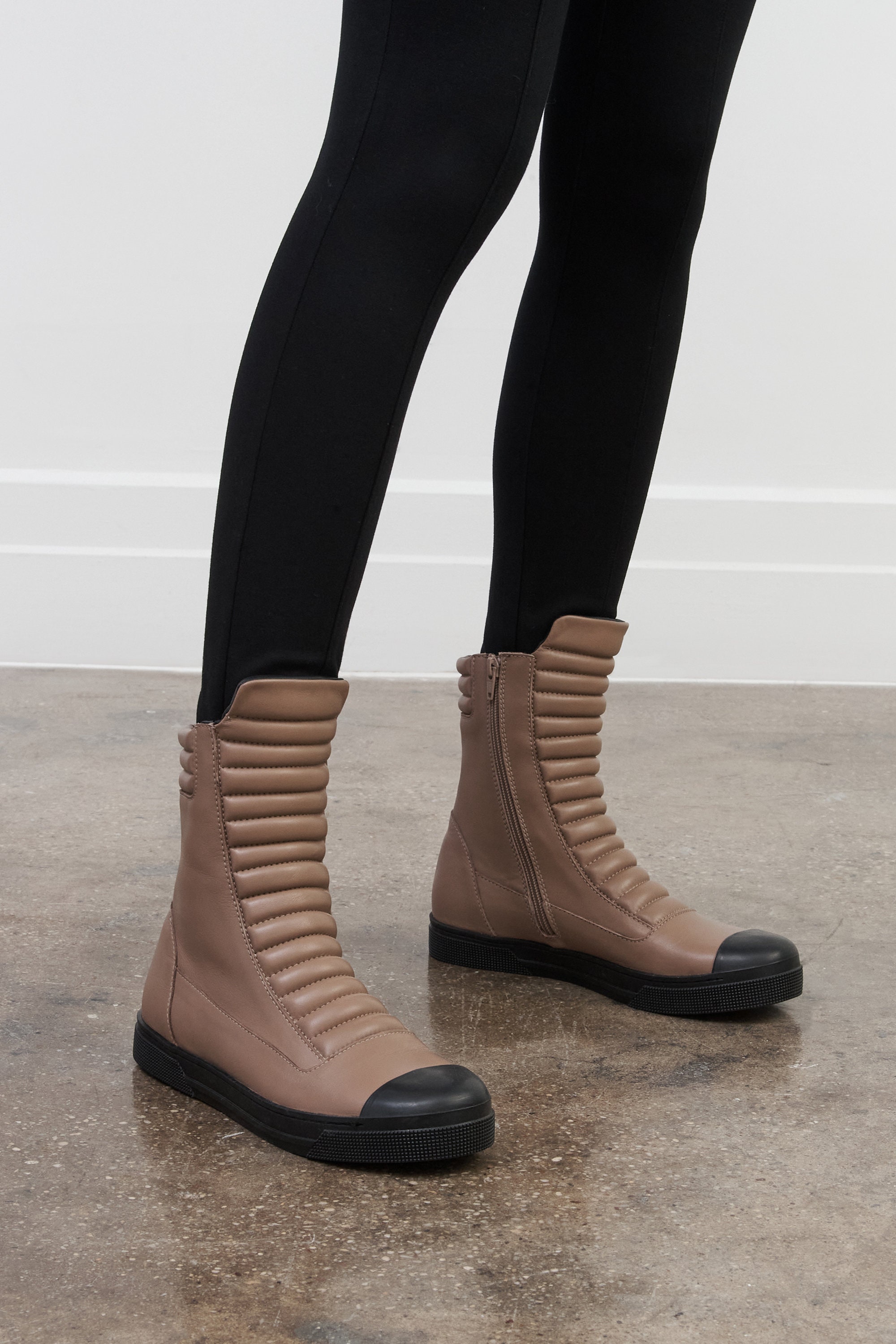 Leather sneaker boots womens hot sale