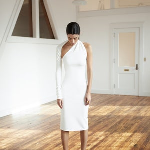 Open Back Dress Midi Dress Elegant Dress Asymmetrical - Etsy