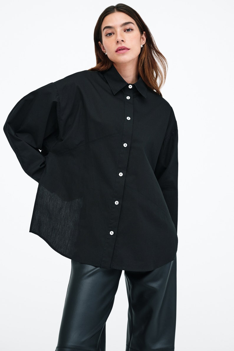 NEW White Oversized Button Up Shirt, Boyfriend Shirt, Collared Button Down Top, Cotton Shirt, Workwear, Ezra Shirt, Marcella MB2315 image 5