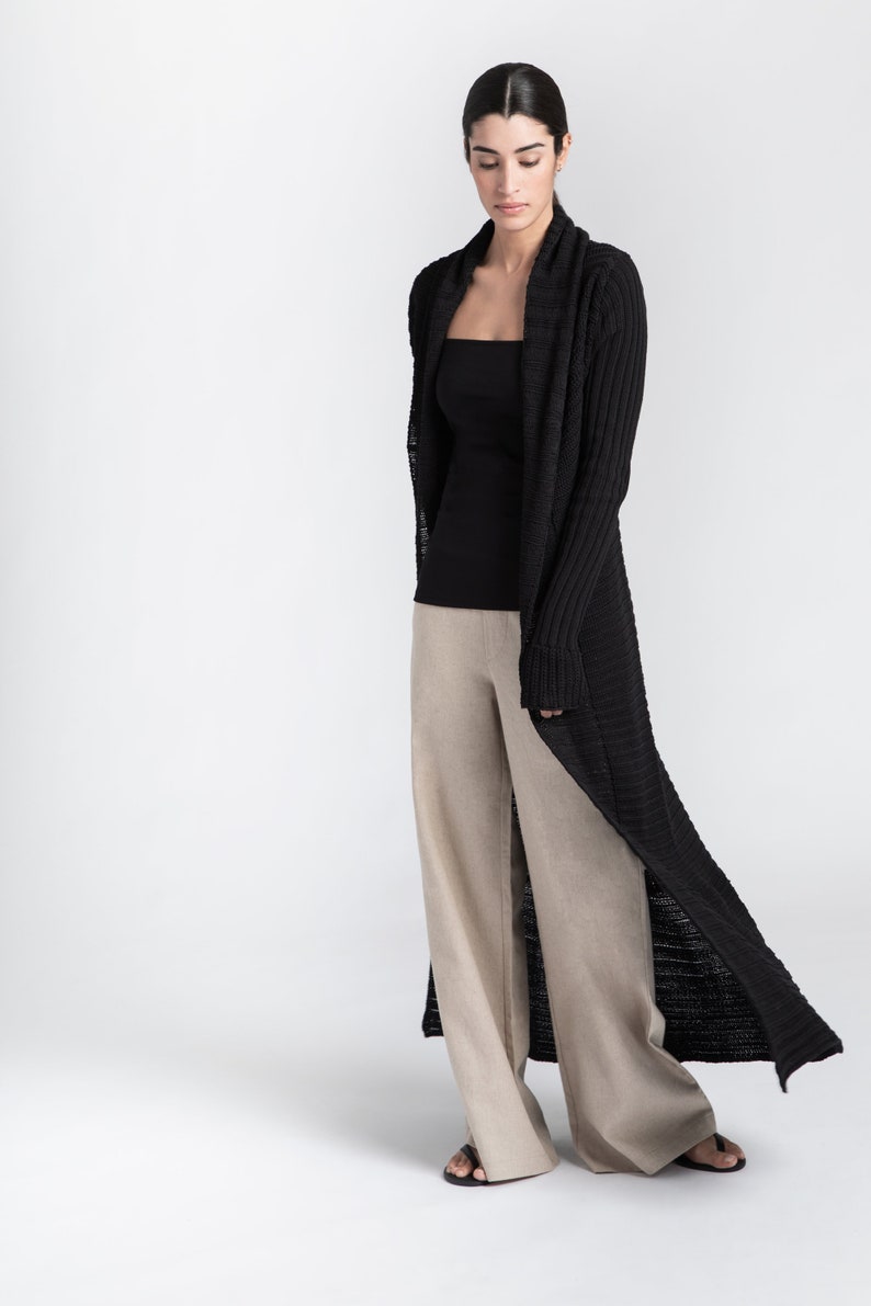 long sleeve chiffon maxi cardigan