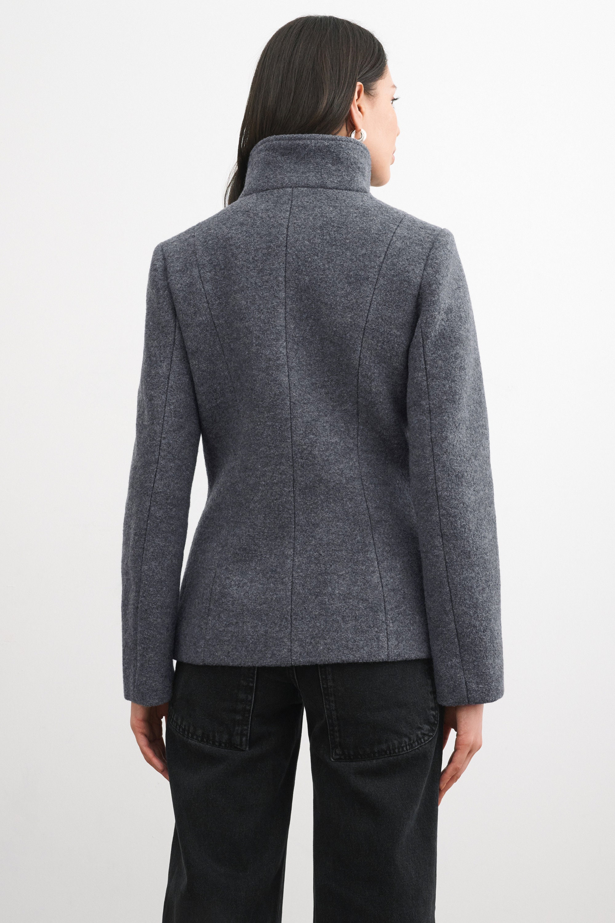 Grey Wool Jacket, Wool Coat, High Collar Jacket, Winter Coat Grey Wool Jacket, Wool Coat, High Collar Jacket, Winter Coat