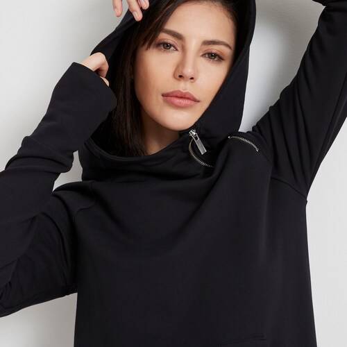extra long sweatshirt dress Black Sweatshirt Maxi Dress BLANK