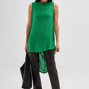 Sheer Asymmetric Hem Tunic, See Through Tunic Top, Casual Sleeveless Long Top, Draped High Low Tunic, Ines Tunic, Marcella MB1838 image 7