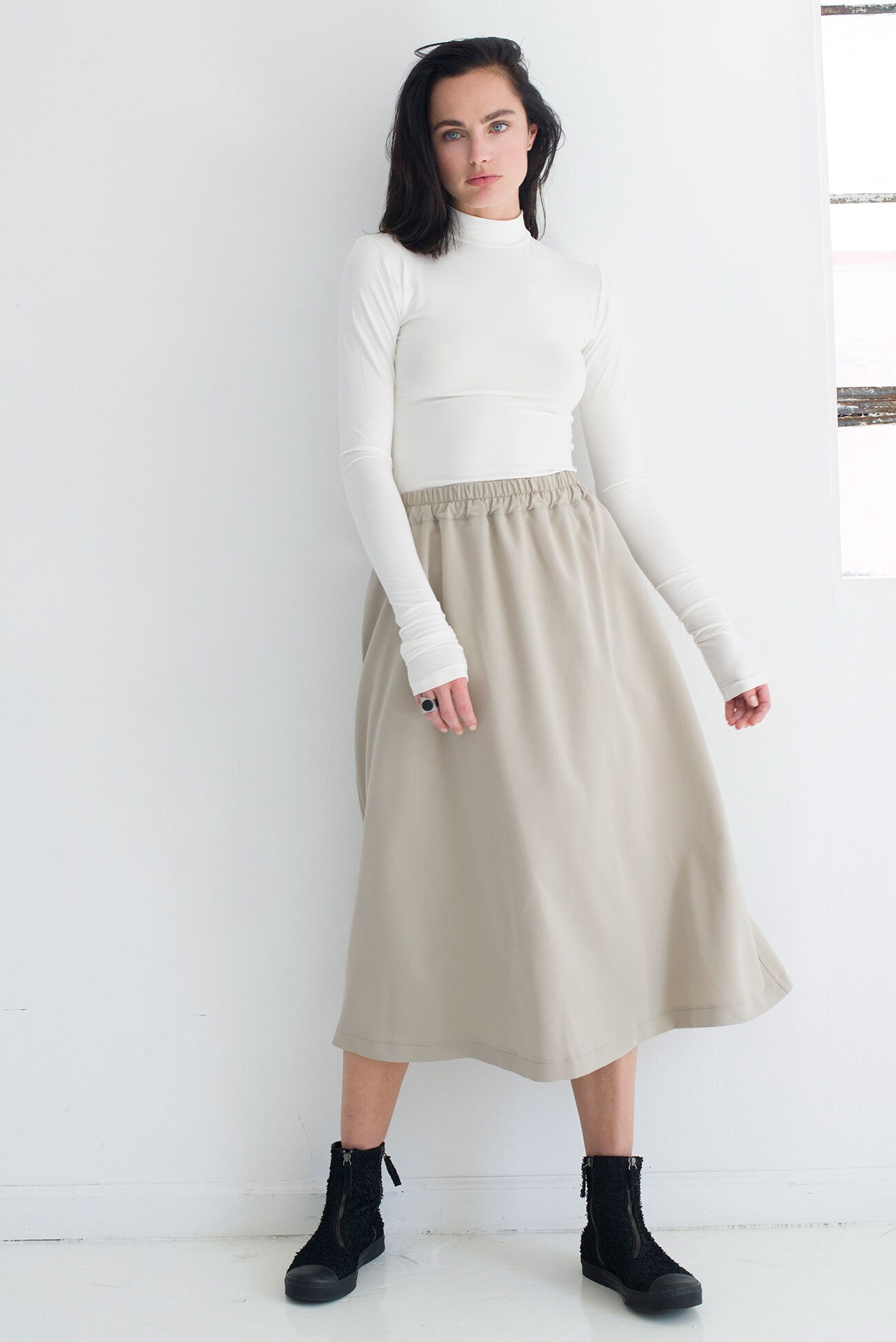 Turtleneck Blouse, Women's Casual Top, Long Sleeve Fitted Top, Ca…