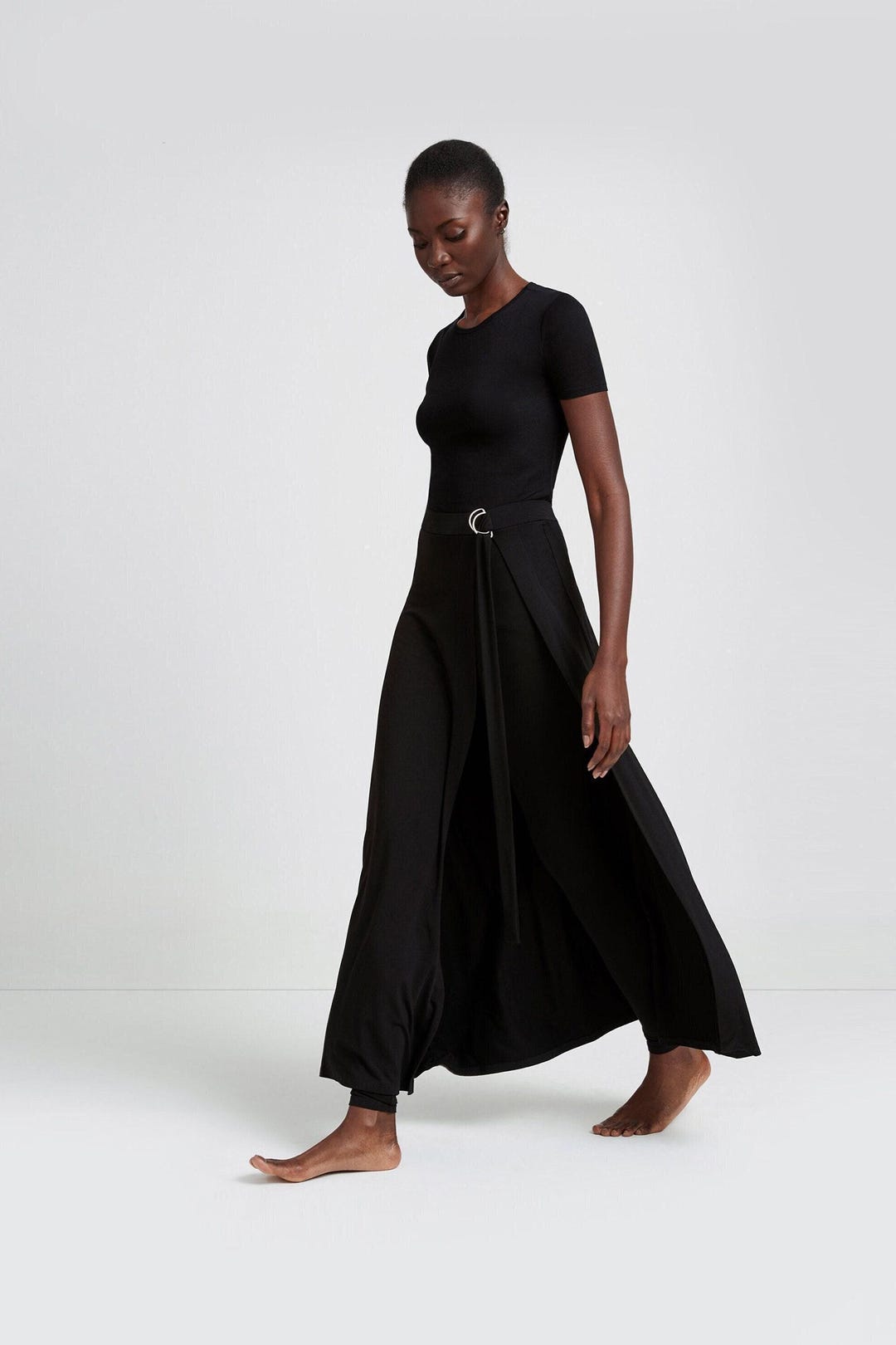 Skirted Leggings, Unique Trousers, Belted Leggings, Maxi