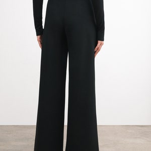 Black Wide Leg Pants, Stylish Casual Pants with Stretch, Sleek Trousers, Flared Leg Pants, Elegant Pants, Gina Pant, Marcella MP2136 image 3