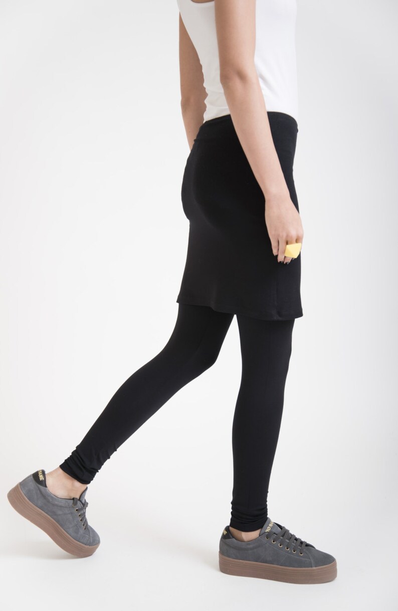 Skirted Leggings Yoga Pants with an Attached Skirt Fold Over Etsy