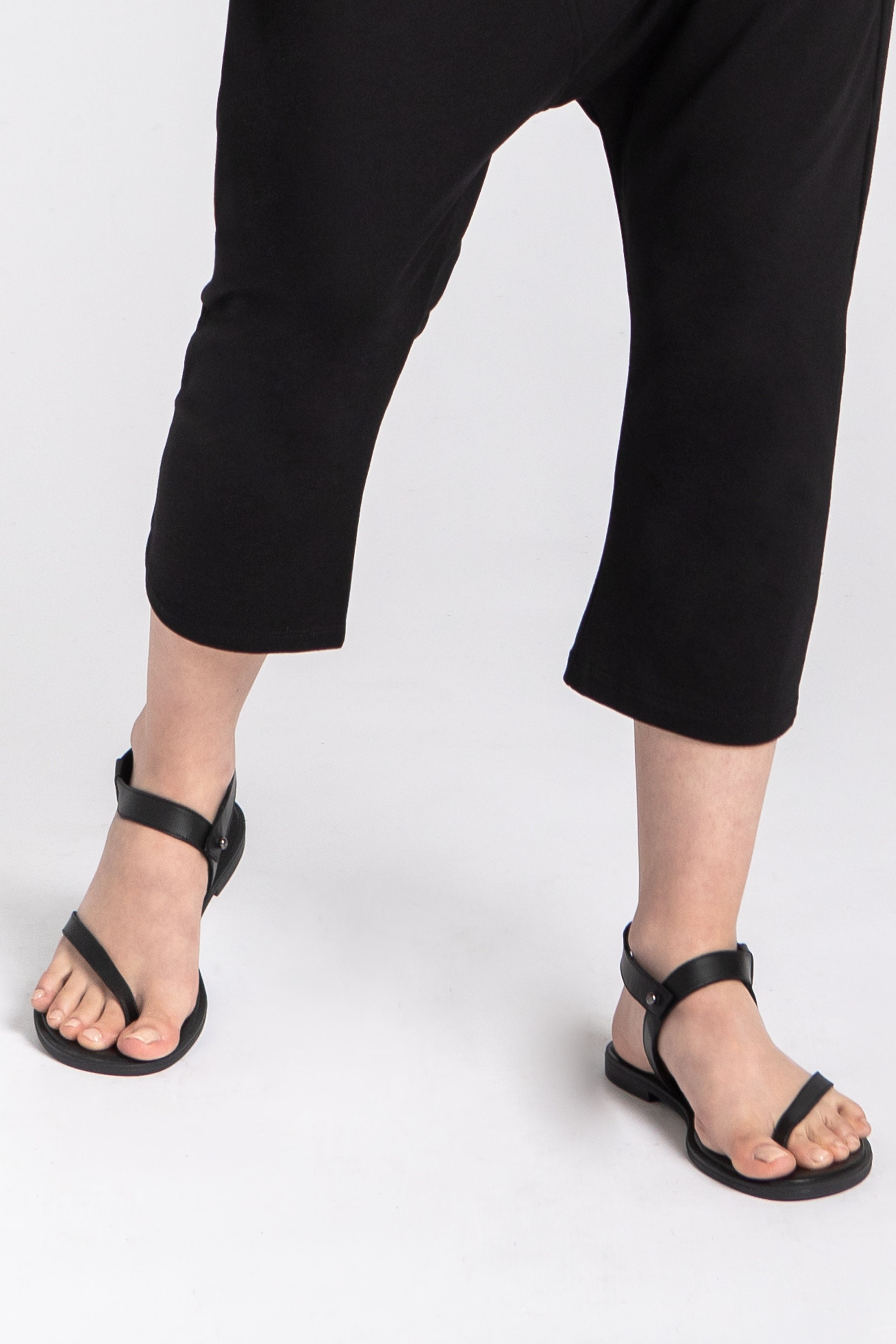 black ankle strap flat sandals