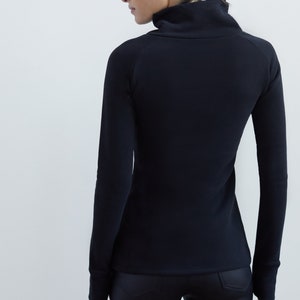 Zip Up Sweatshirt, Black Quarter Zip Top, Zipper Sweatshirt, Zip Up Top, Asymmetrical Zipper Top, Brie Sweatshirt, Marcella MB0968 image 3