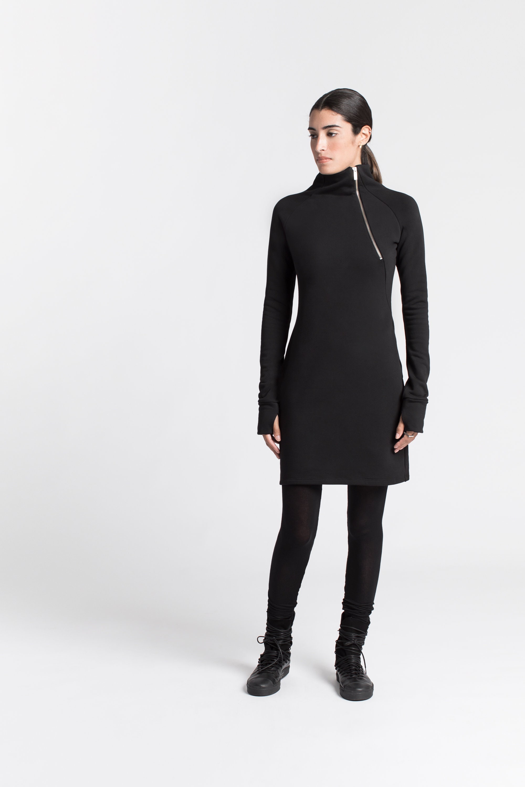 Dress, - Marcella Turtleneck Sweatshirt Dress, Sweatshirt Dress, Black Dress, Winter Alani Sleeve Long MD1161 Dress, Norway Dress, Etsy
