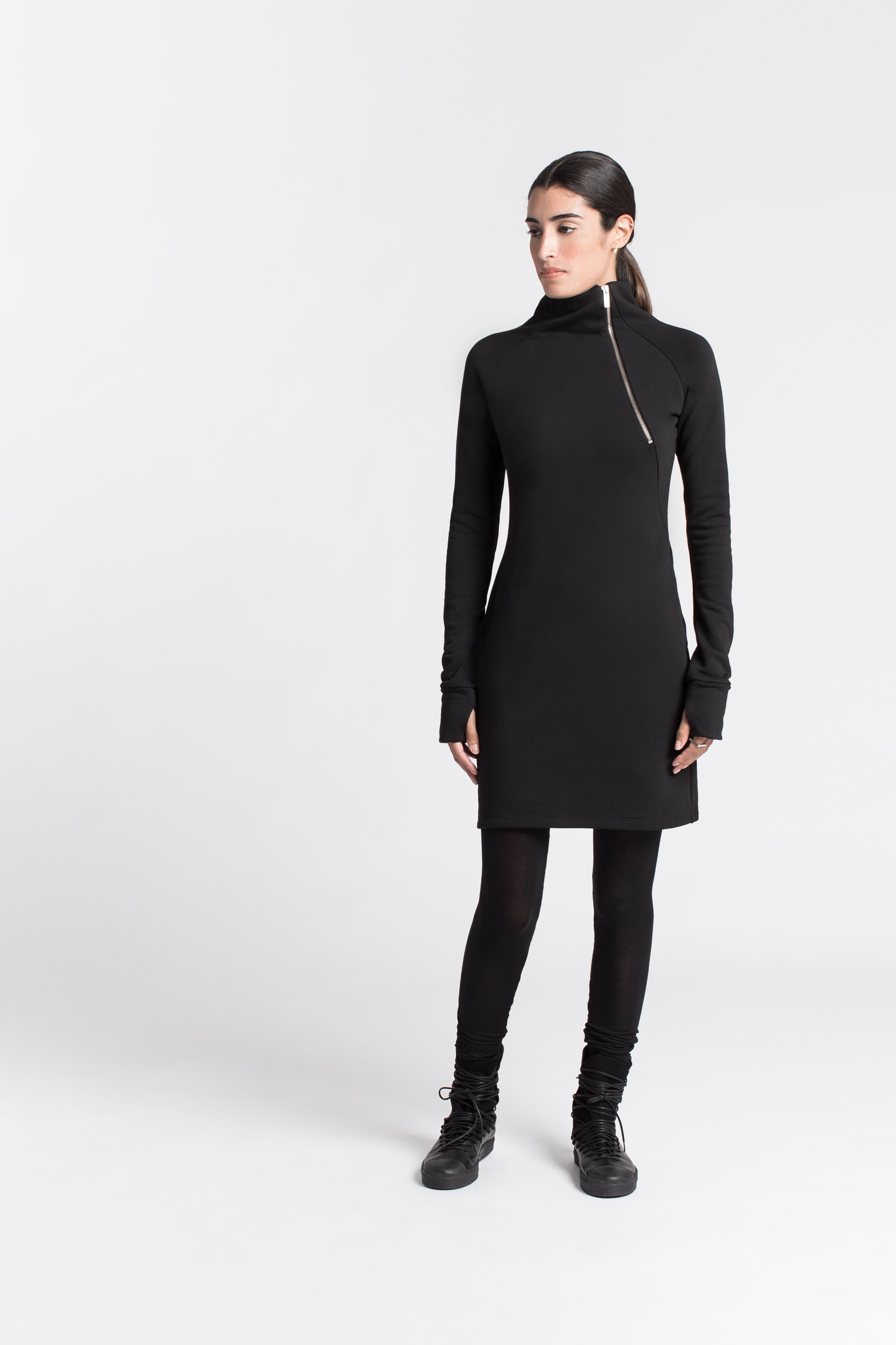 Sweatshirt Dress, Long Sleeve Dress, Black Dress, Winter Dress, Turtleneck  Dress, Alani Sweatshirt Dress, Marcella MD1161 - Etsy Norway