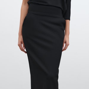 Fitted Black Skirt, Black Midi Skirt, Pencil Skirt, Stretchy Fitted Skirt, High Waisted Skirt, Vesey Pencil Skirt, Marcella MP2032 image 3