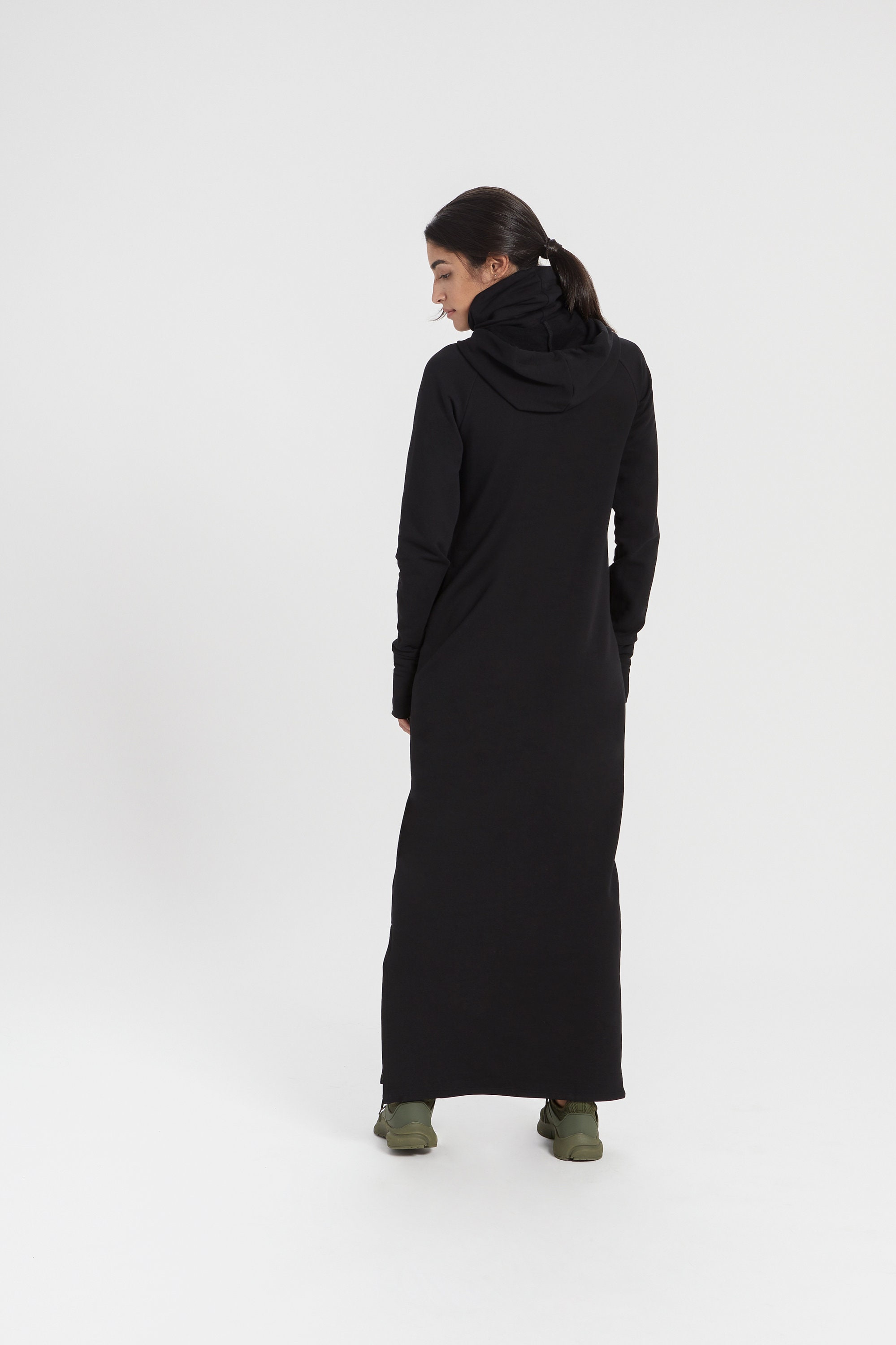 Black Sweatshirt Dress Maxi Dress Long Hoodie Hooded Winter - Etsy