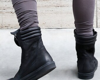 mens leather sneaker boots