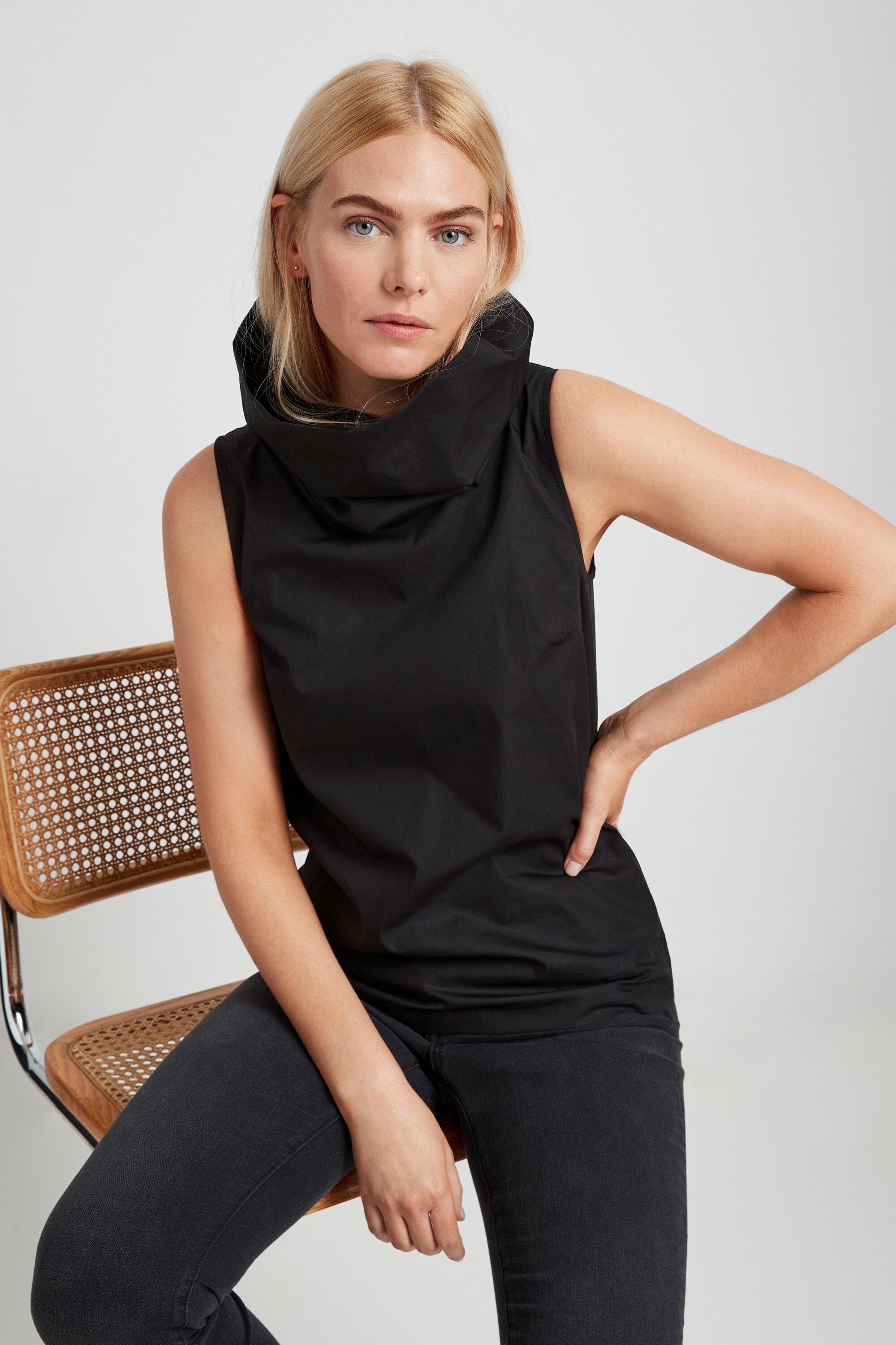 Sleeveless High Neck Blouse, Turtleneck Tank, Summer Blouse