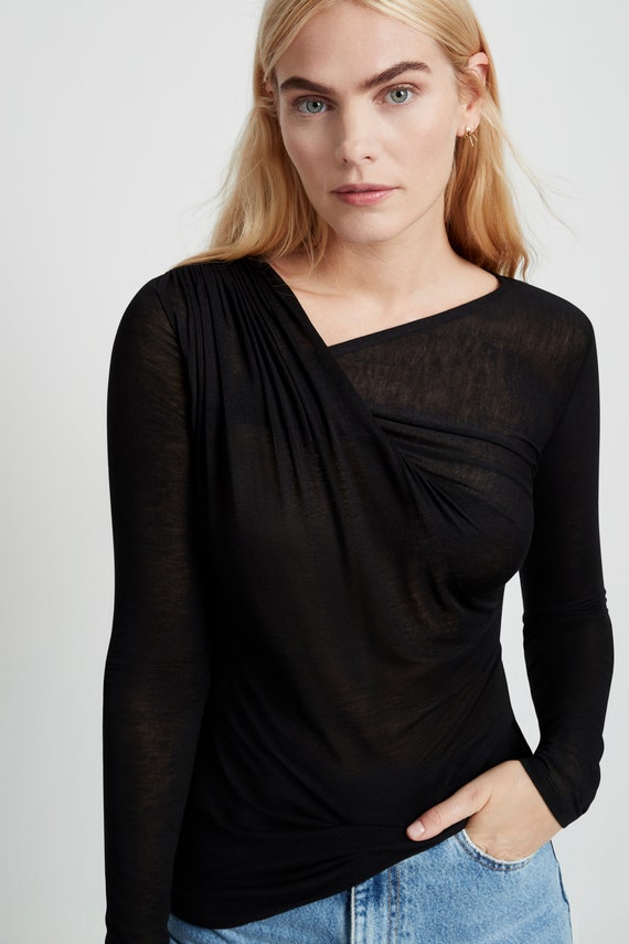 Draped Jersey Long Sleeve Top