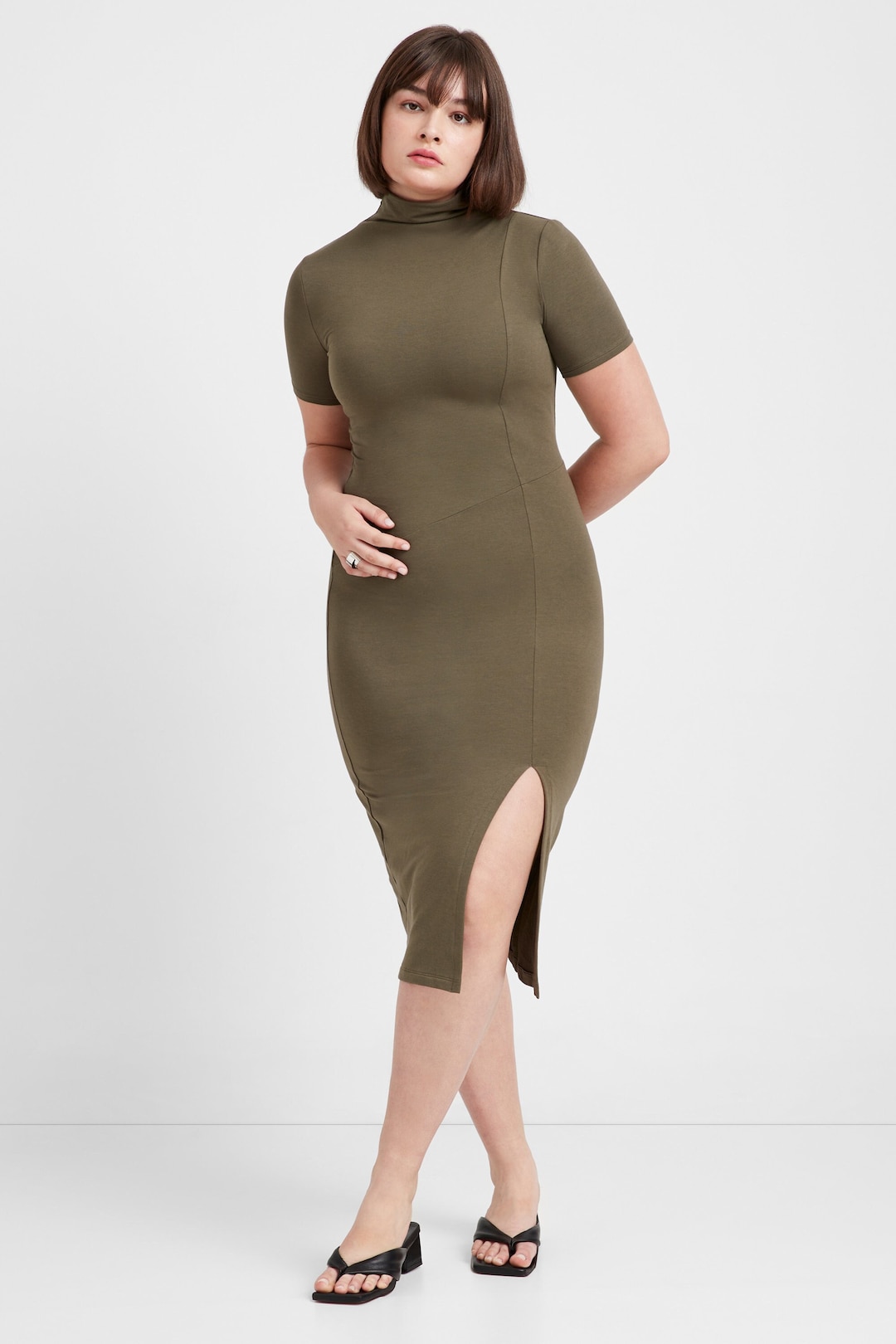 Fitted Olive Green Dress Green Satin Dress Olive Green Dress Women Green  Satin Dress Fitted