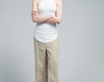 Off White Tank Top / Halter Top / Cocktail Top / Casual Top / Racer Back Top / Unique Top / Party Summer Top / Marcellamoda - MB0693