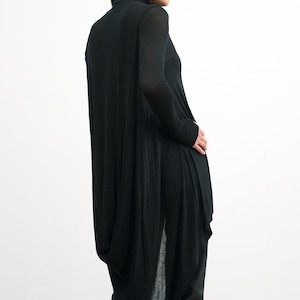 Sheer Black Asymmetric Tunic, Long Sleeve Tunic Top, Black Turtleneck Tunic, Draped High Low Tunic, Marlowe Tunic, Marcella MB2086 image 3